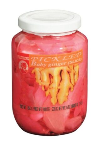 Pickled Baby Ginger Sliced </br></br><span id= "product"> 24 x 16 oz </br> Glass Jar </br> PV012A </br> COCK</span>