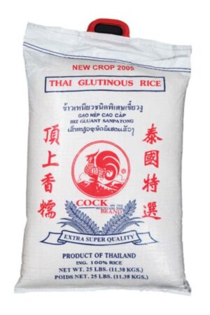 Glutinous Rice </br></br><span id= "product"> 1 x 25 lbs </br> Bag </br> RR004 </br> COCK</span>
