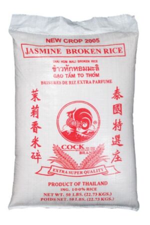 Jasmine Broken Rice </br></br><span id= "product"> 1 x 50 lbs </br> Bag </br> RR007 </br> COCK</span>